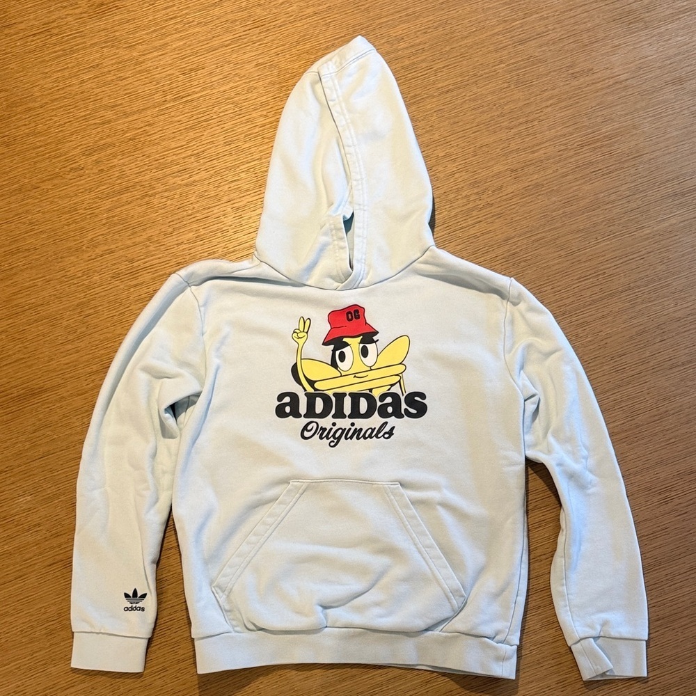 Adidas Originals Cartoon Graphic Hoodie Light Blue Youth M - Trefoil
(B4)